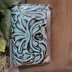 Patricia Nash Turquoise Embossed Leather Wallet